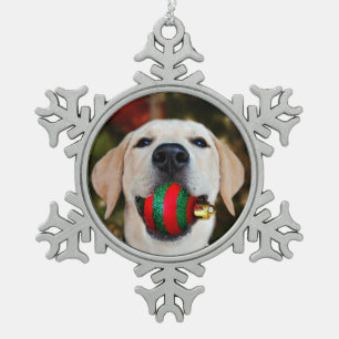 Yellow lab Christmas ball Snowflake Pewter Christmas Ornament