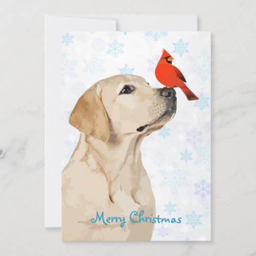 Yellow Lab Christmas Cardinal _ Cute Labrador Dog Invitation