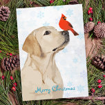 Yellow Lab Christmas Cardinal - Labrador Cute Dog Holiday Card<br><div class="desc">Send Christmas greetings with this adorable Merry Christmas Yellow Labrador and Cardinal Card. Back side : Merry Christmas ~ Happy New Year . Personalize with your family name, and names, or delete if you would like to handwrite. This yellow labrador christmas card will be a favorite among labrador lovers. Visit...</div>