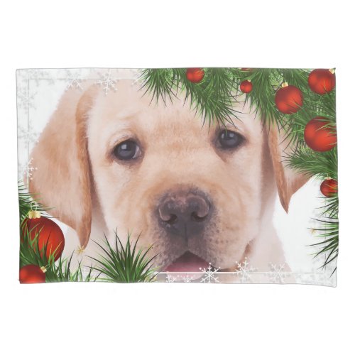 Yellow Lab Christmas _ Cute Dog Puppy Labrador Pillow Case