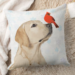 Yellow Lab Christmas Labrador Throw Pillow<br><div class="desc">Decorate your home this holiday season with this adorable Yellow Labrador and Cardinal Christmas pillow and matching decor . This yellow labrador christmas pillow will be a favorite among labrador lovers. Visit our collection for matching yellow lab christmas cards, home decor, and gifts. COPYRIGHT © 2020 Judy Burrows, Black Dog...</div>