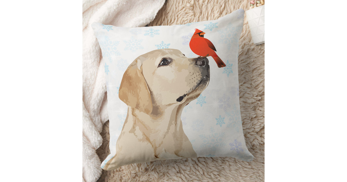 Yellow Labrador Pillow Cover Yellow Lab Gift Labrador Retriever Cushion  Labrador Gift Idea Labrador Retriever Pillow Red Cardinals Red Birds 