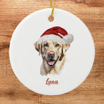 Yellow Lab Christmas Ornament<br><div class="desc">Celebrate the joy of the season with a touch of furry charm! This Custom Yellow Lab Christmas Ornament is the perfect way to honor your beloved four-legged friend this holiday season. Crafted with care, this ornament features a festive yellow Labrador Retriever, complete with Santa hat. What makes this ornament truly...</div>