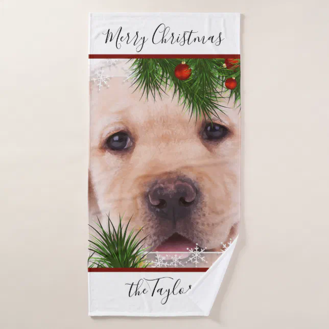 Yellow Lab Christmas Personalized Puppy Labrador Bath Towel Zazzle