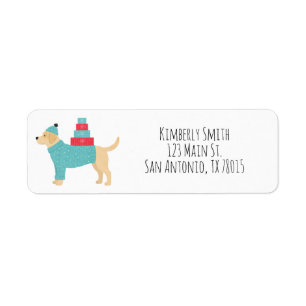 Yellow Lab Christmas Return Address Label