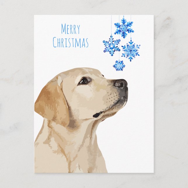 Yellow Lab Christmas Snowflakes Cute Dog Labrador Holiday Postcard (Front)