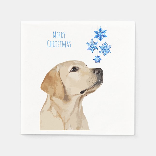 Yellow Lab Christmas Snowflakes Cute Dog Labrador Napkins (Front)