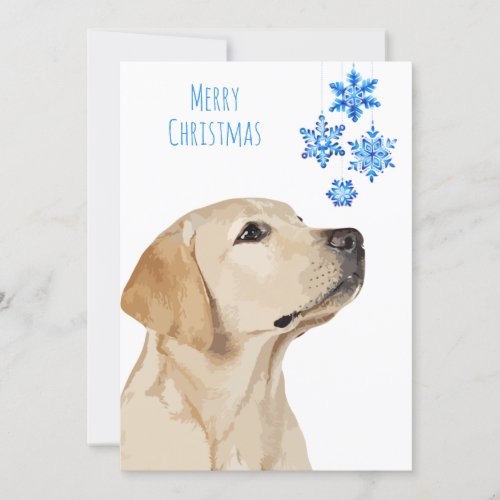 Yellow Lab Christmas Snowflakes Cute Labrador Dog Invitation