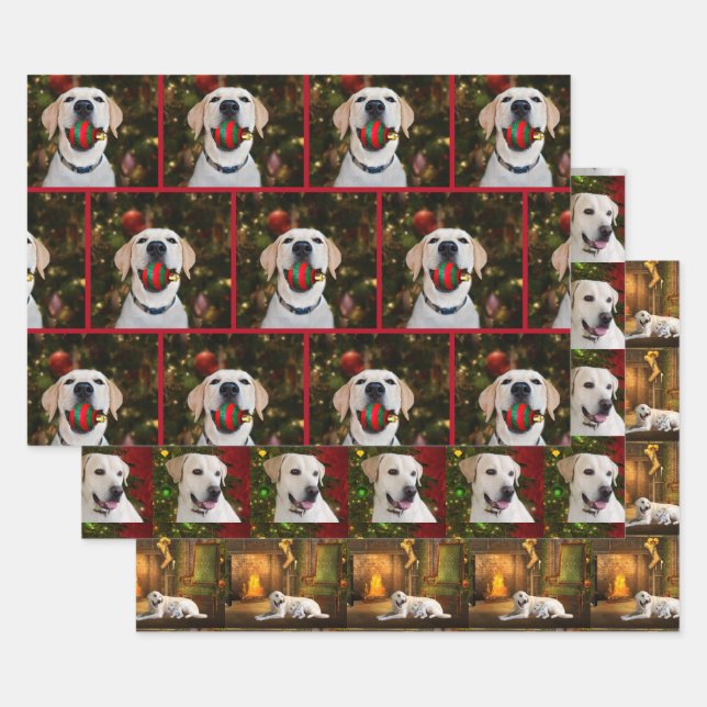 Yellow Lab Christmas Wrapping Paper Sheets (Set)