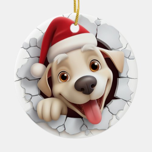 Yellow Lab Dog 3D Breakthrough Christmas Ornament