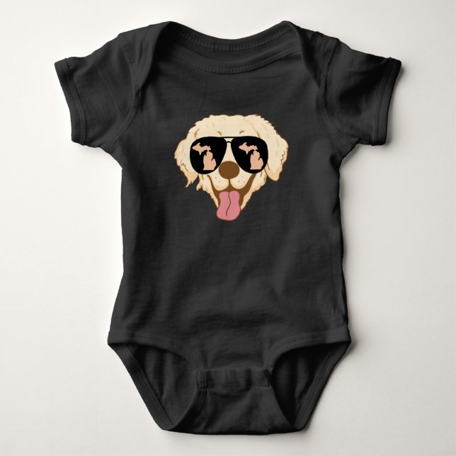 Yellow Lab Dog art on baby outfit Bodysuit (Front)