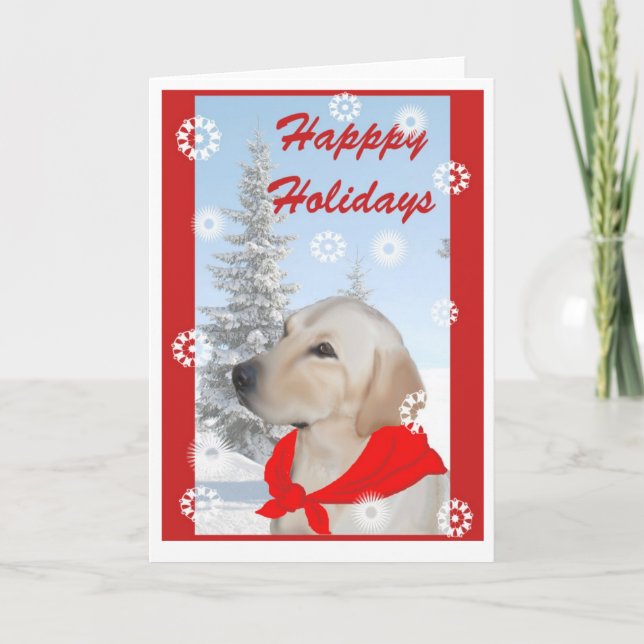 Yellow lab dog Christmas Card (Front)