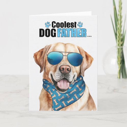 Yellow Lab Dog Coolest Dad Fathers Day Holiday Card