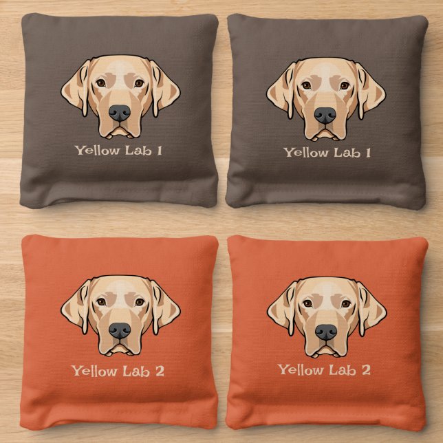Yellow Lab Dog Design Cornhole Bean Bags (Wood)