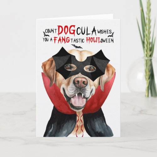 Yellow Lab Dog Funny Count DOGcula Halloween Holiday Card