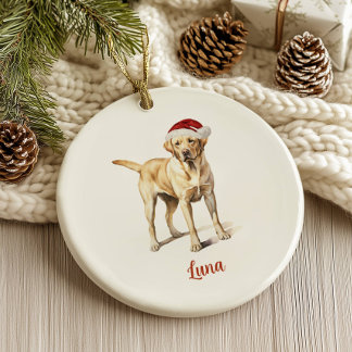 Yellow Lab Dog Personalized Christmas Ceramic Ornament
