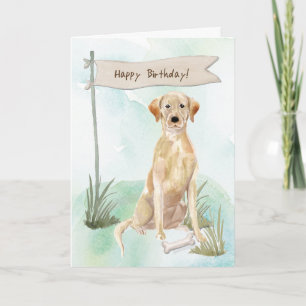 Yellow Lab Dog Under Birthday Sign Card
