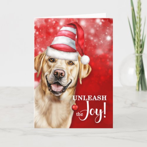 Yellow Lab Dog Unleash the Joy Christmas Holiday Card