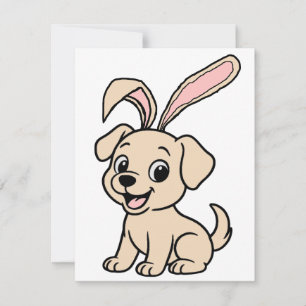 Yellow Lab Easter Rabbit Cartoon Note Card
