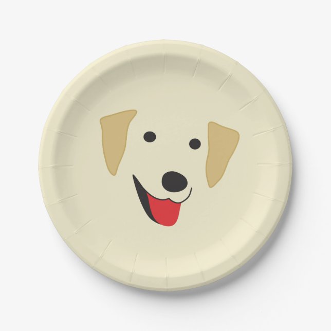 Yellow Lab Face Paper Plates (Front)
