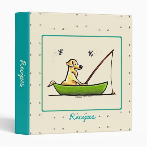 Yellow Lab Fishing Dragonflies Recipes Custom 3 Ring Binder