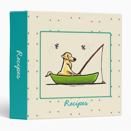 Yellow Lab Fishing Dragonflies Recipes Custom 3 Ring Binder