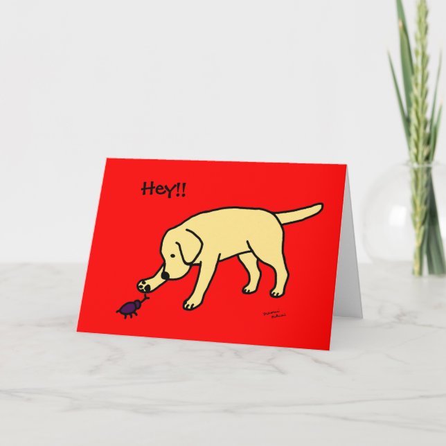 Yellow Lab Friendly Cartoon Labrador Card (Front)