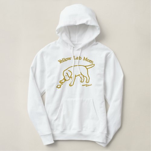 Yellow Lab Friendly Cartoon Mom Embroidered Hoodie