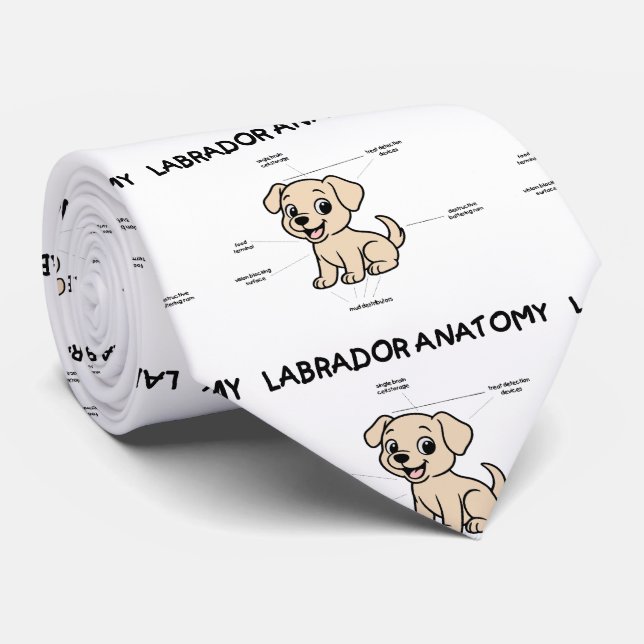 Yellow Lab Funny Cartoon Anatomy Neck Tie (Rolled)
