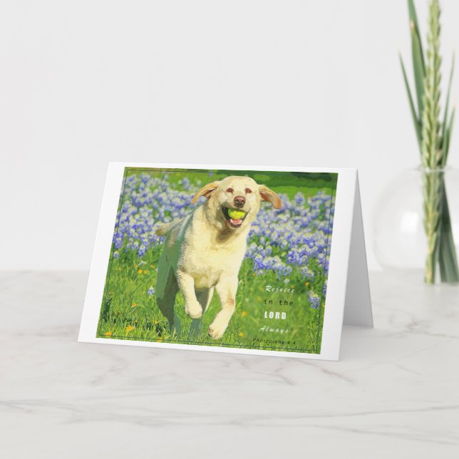 Yellow Lab greeting card with bible verse (Front)
