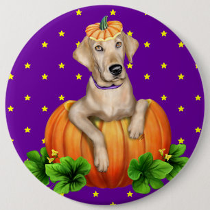 Yellow Lab Halloween Labr-O-Lantern Button