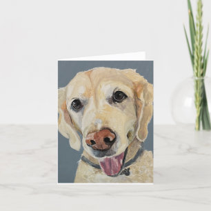 Yellow Lab Hand-Painted on Canvas Letterpress Thank You Card