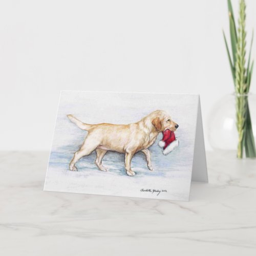 Yellow Lab Hat Delivery Dog Art Greeting Card