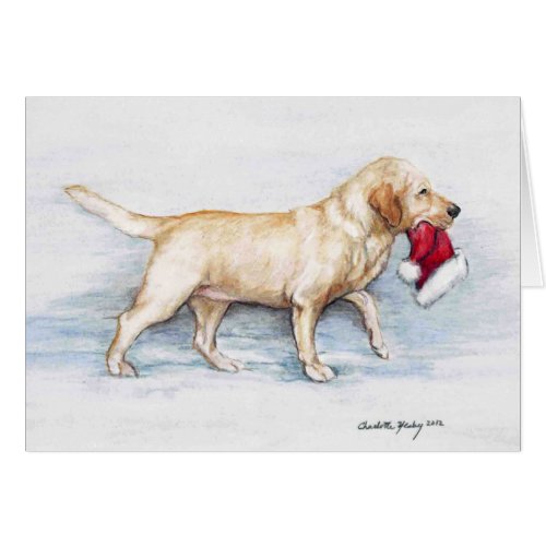 Yellow Lab Hat Delivery Dog Art Greeting Card