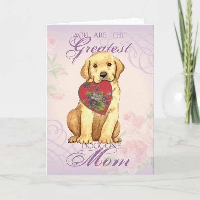 Yellow Lab Heart Mom Card (Front)