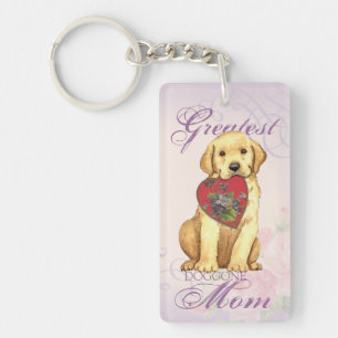 Yellow Lab Heart Mom Keychain
