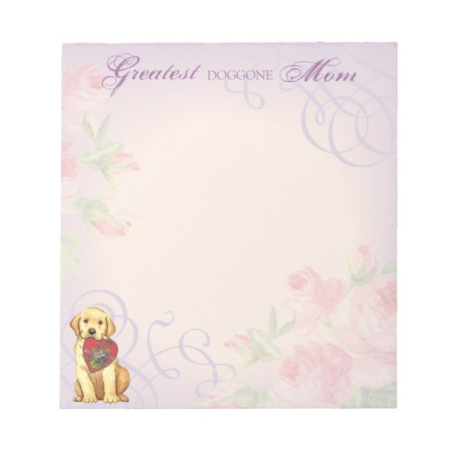 Yellow Lab Heart Mom Notepad (Front)
