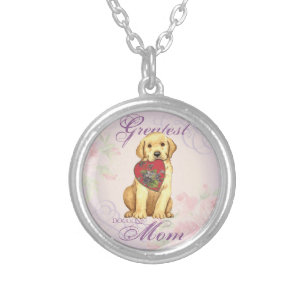 Yellow Lab Heart Mom Silver Plated Necklace