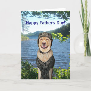 Yellow Lab in Camo Father's Day Card