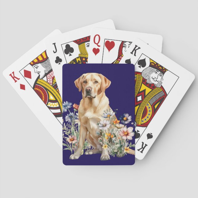 Yellow Lab in Wildflowers Poker Cards (Back)