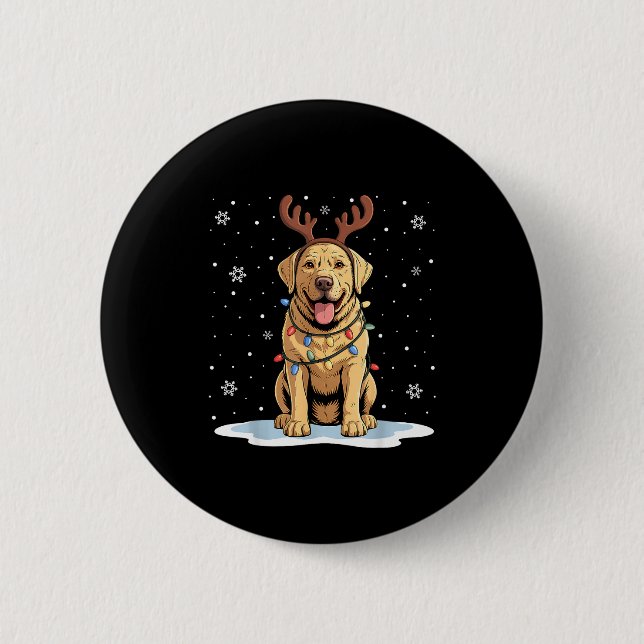 Yellow Lab Labrador Christmas Reindeer Dog Lover X Button (Front)