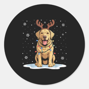 Yellow Lab Labrador Christmas Reindeer Dog Lover X Classic Round Sticker