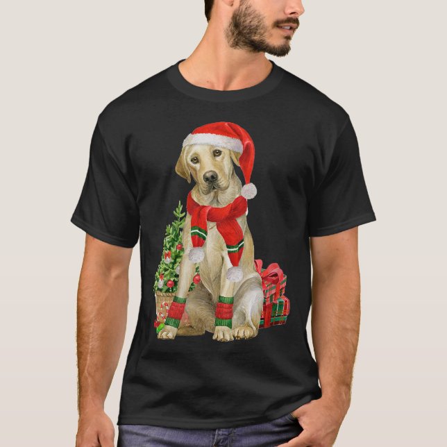 Yellow Lab Labrador Christmas Tree Dog Lover Xmas  T-Shirt (Front)