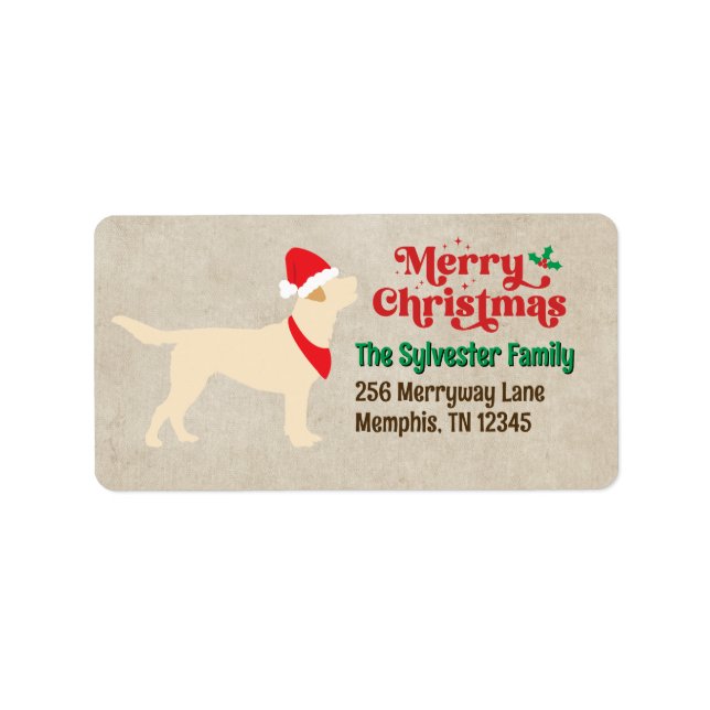 Yellow Lab Labrador Merry Christmas Label (Front)