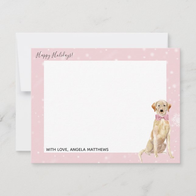 Yellow Lab Labrador Retriever Holiday Note Card (Front)