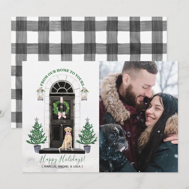 Yellow Lab Labrador Retriever Holiday Photo Card (Front/Back)