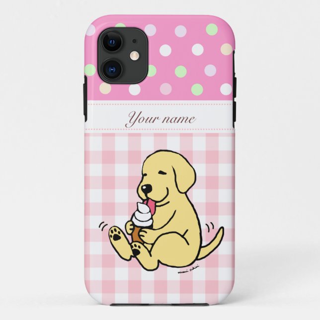 Yellow Lab Licking Ice Cream Cartoon Case-Mate iPhone Case (Back)