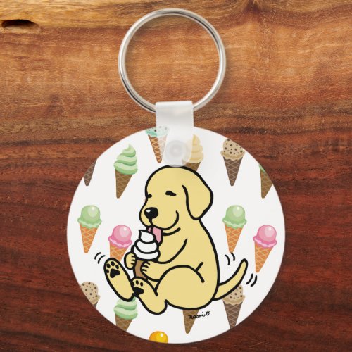 Yellow Lab Licking Ice Cream Keychain