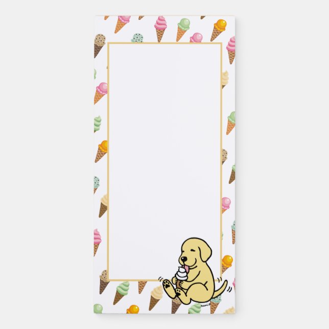 Yellow Lab Licking Ice Cream Magnetic Notepad (Front)