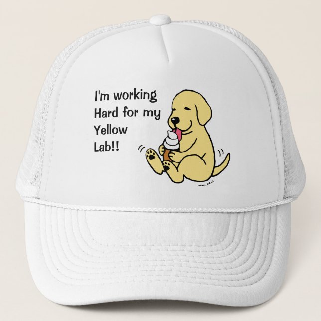 Yellow Lab Licking Ice Cream Trucker Hat (Front)